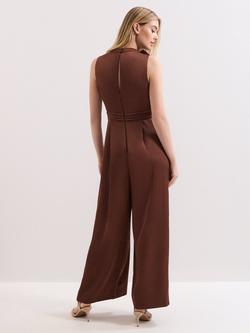 Phase Eight Elora Corsage Jumpsuit, Brown - view 2, Brown
