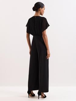 Phase Eight Petite Velma Jewelled Belt Jumpsuit, Black - view 2, Black