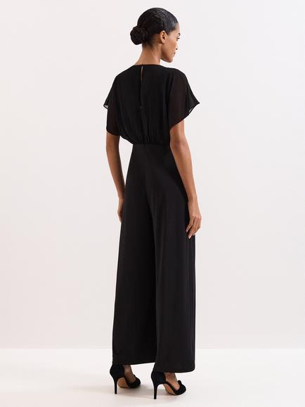 Phase Eight Petite Velma Jewelled Belt Jumpsuit, Black - view 2, Black