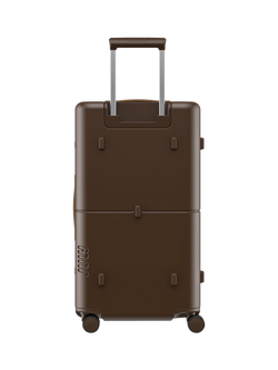 July Checked Trunk Leather 4-Wheel 72cm Large Suitcase - view 2, Brown