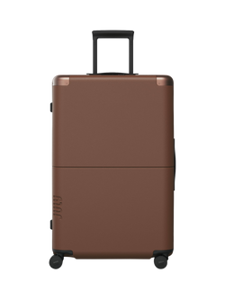 July Checked Plus 4-Wheel 77cm Large Suitcase, Dark Brown