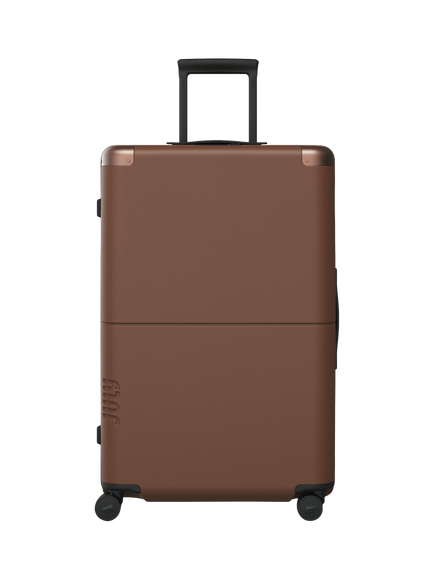 July Checked Plus 4-Wheel 77cm Large Suitcase, Dark Brown