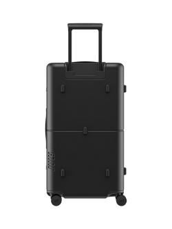 July Checked Trunk Leather 4-Wheel 72cm Large Suitcase - view 2, Black