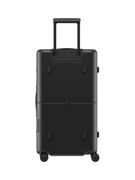 July Checked Trunk Leather 4-Wheel 72cm Large Suitcase - view 2, Black