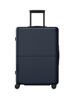 July Checked 4-Wheel 55cm Medium Suitcase, Navy