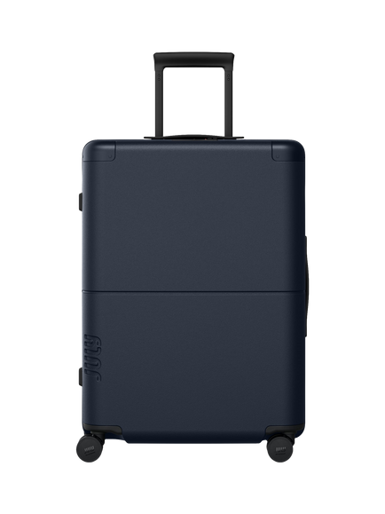July Checked 4-Wheel 55cm Medium Suitcase, Navy