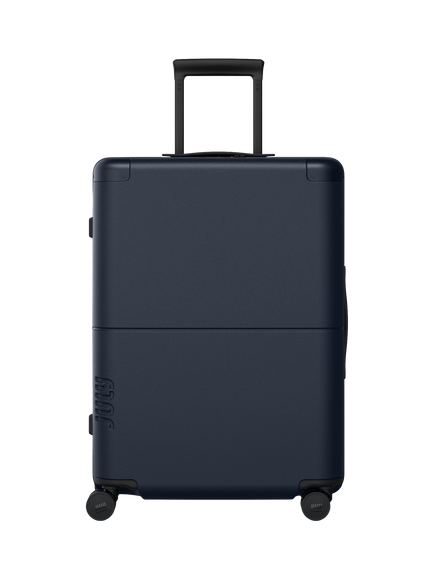 July Checked Expandable 4-Wheel 66cm Medium Suitcase, Navy