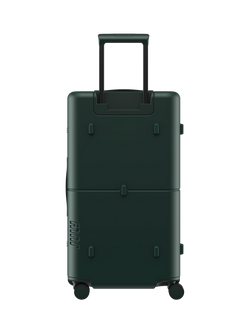 July Checked Trunk Leather 4-Wheel 72cm Large Suitcase - view 2, Deep Green