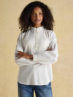 Joules Melanie Ruffle Collar Blouse, White, White