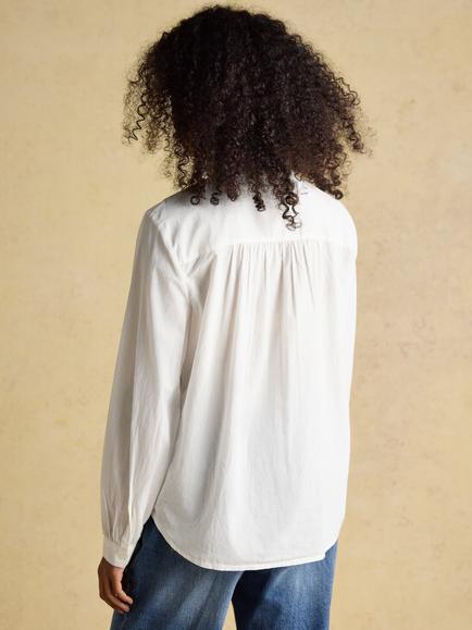 Joules Melanie Ruffle Collar Blouse, White - view 2, White