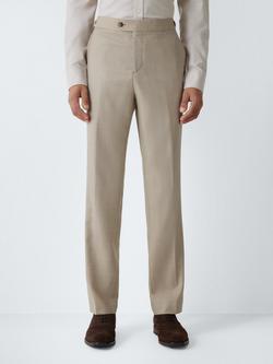 John Lewis Premium Sharkskin Wool Regular Fit Suit Trousers, Neutral, Neutral