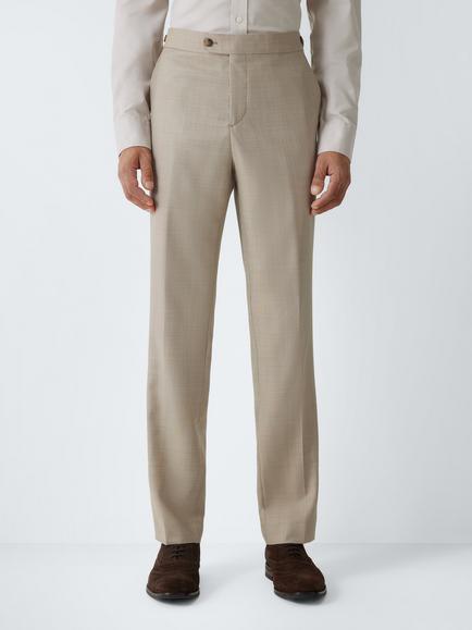 John Lewis Premium Sharkskin Wool Regular Fit Suit Trousers, Neutral, Neutral