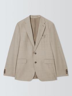 John Lewis Premium Sharkskin Wool Regular Fit Suit Jacket, Neutral, Neutral