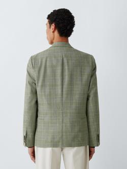 John Lewis Prince of Wales Check Wool Blend Regular Fit Blazer, Green Check - view 2, Green Check