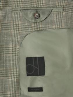 John Lewis Prince of Wales Check Wool Blend Regular Fit Blazer, Green Check - view 2, Green Check