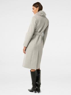 Forever New Chelsea Faux Fur Collar Double Breasted Coat, Light Grey Marle - view 2, Light Grey Marle