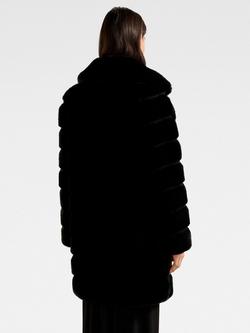 Forever New Tara Ribbed Faux Fur Coat, Black - view 2, Black