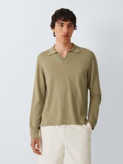 J.Lewis Merino Wool Blend Polo Shirt, Light Olive