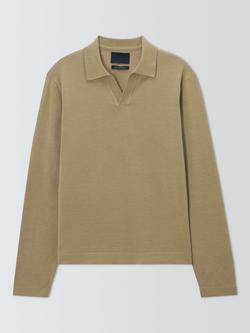 John Lewis Merino Wool Blend Polo Shirt, Light Olive