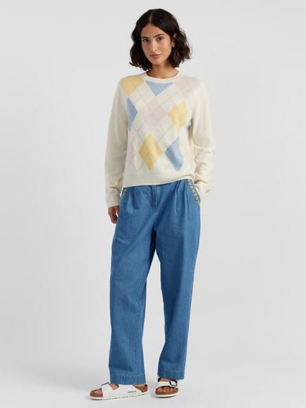Chinti & Parker Argyle Wool Rich Jumper, Cream, Cream
