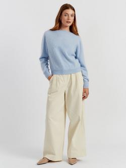 Chinti & Parker Crew Neck Pure Brushed Cashmere Jumper, Baby Blue