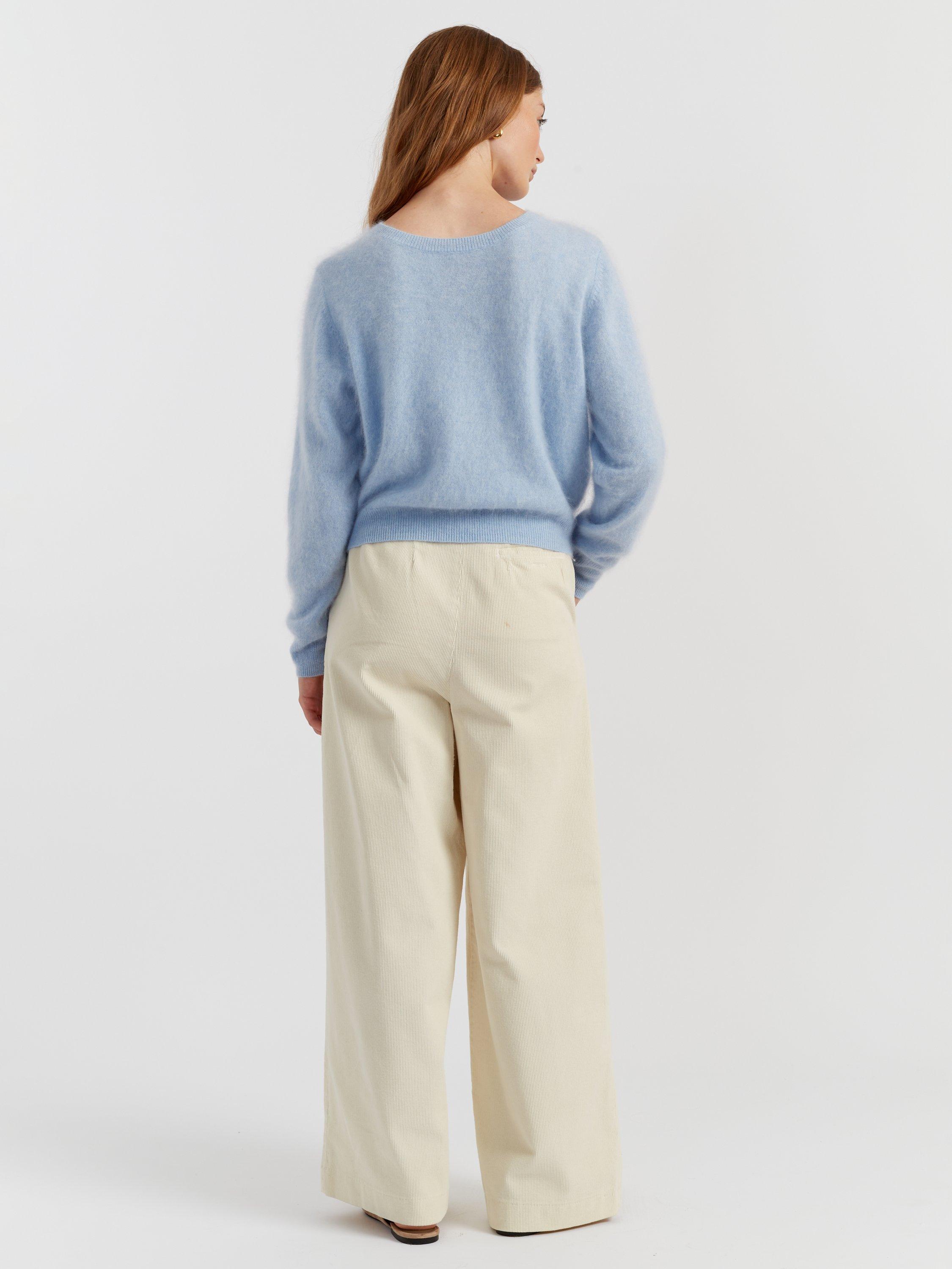Product image 2 of 5, which shows Chinti & Parker Crew Neck Pure Brushed Cashmere Jumper, Baby Blue, XS
