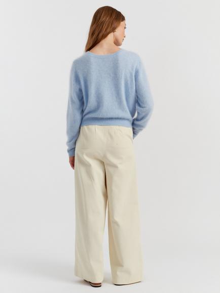 Chinti & Parker Crew Neck Pure Brushed Cashmere Jumper - view 2, Baby Blue