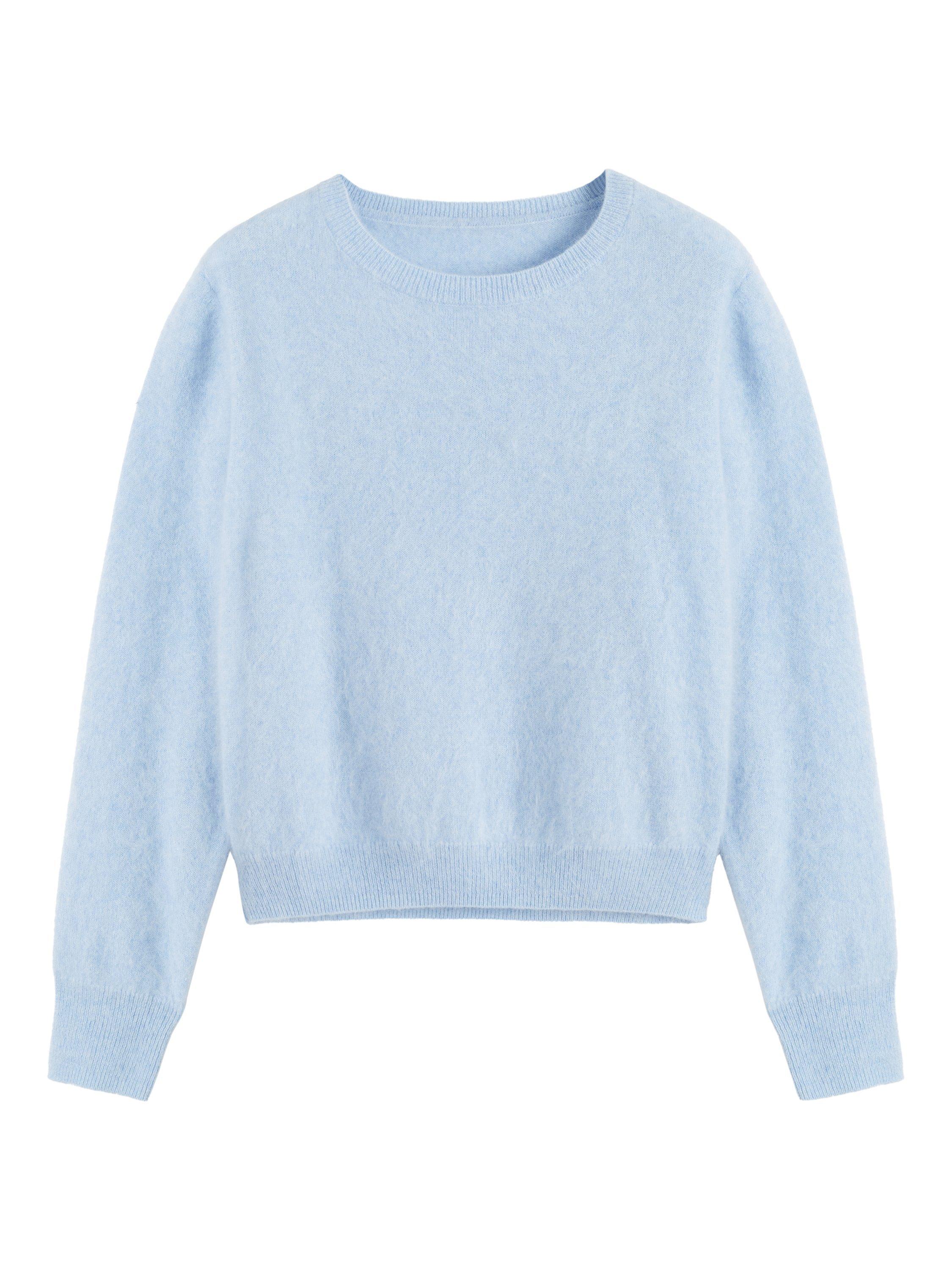 Product image 4 of 5, which shows Chinti & Parker Crew Neck Pure Brushed Cashmere Jumper, Baby Blue, XS