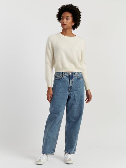 Chinti & Parker Crew Neck Pure Brushed Cashmere Jumper, Cream