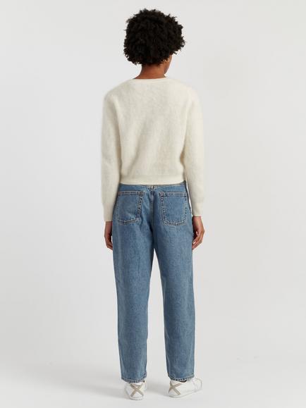 Chinti & Parker Crew Neck Pure Brushed Cashmere Jumper - view 2, Cream
