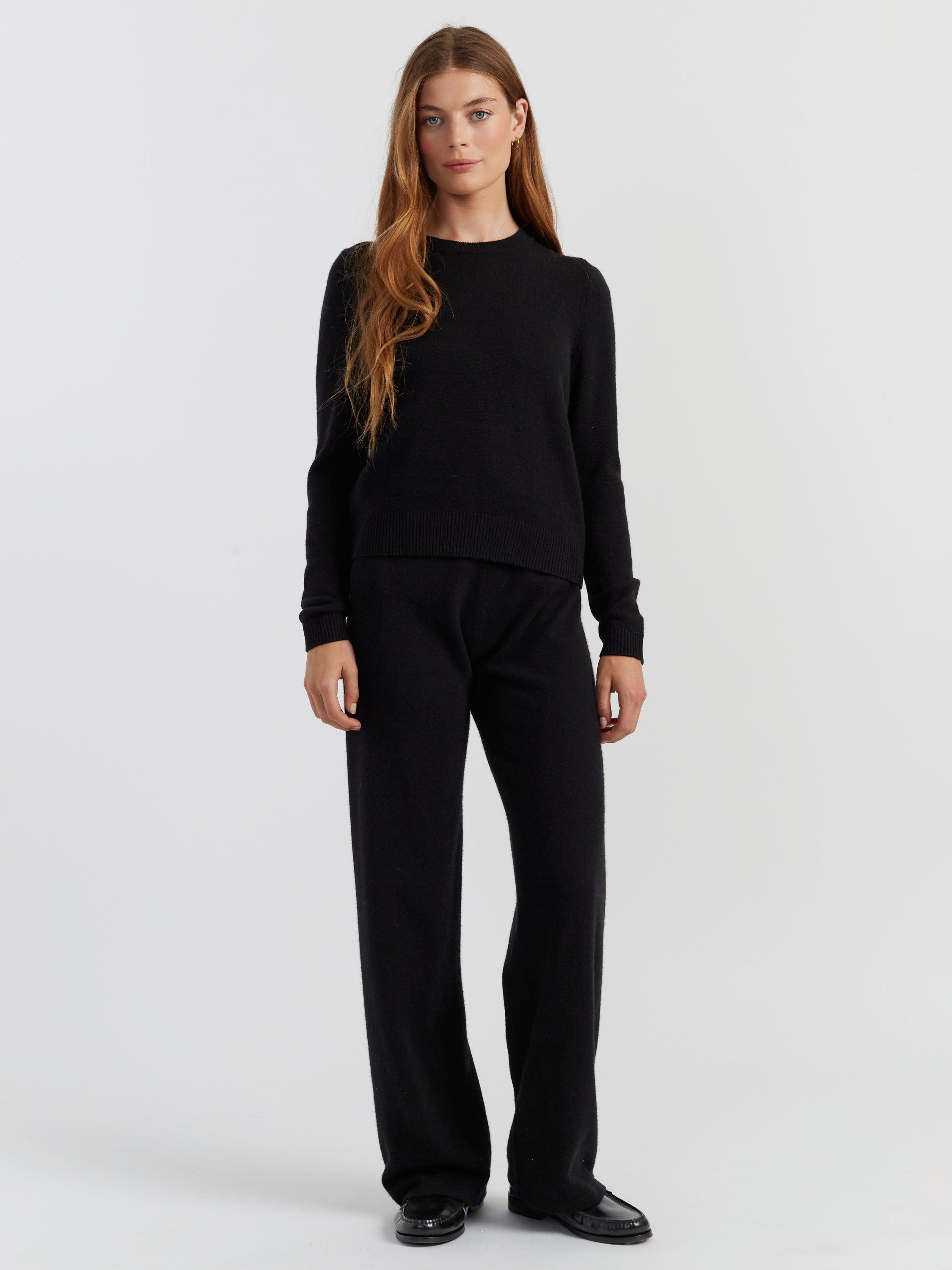 Product image 1 of 4, which shows Chinti & Parker Pure Cashmere Cloud Crew Neck Jumper, Black, XS