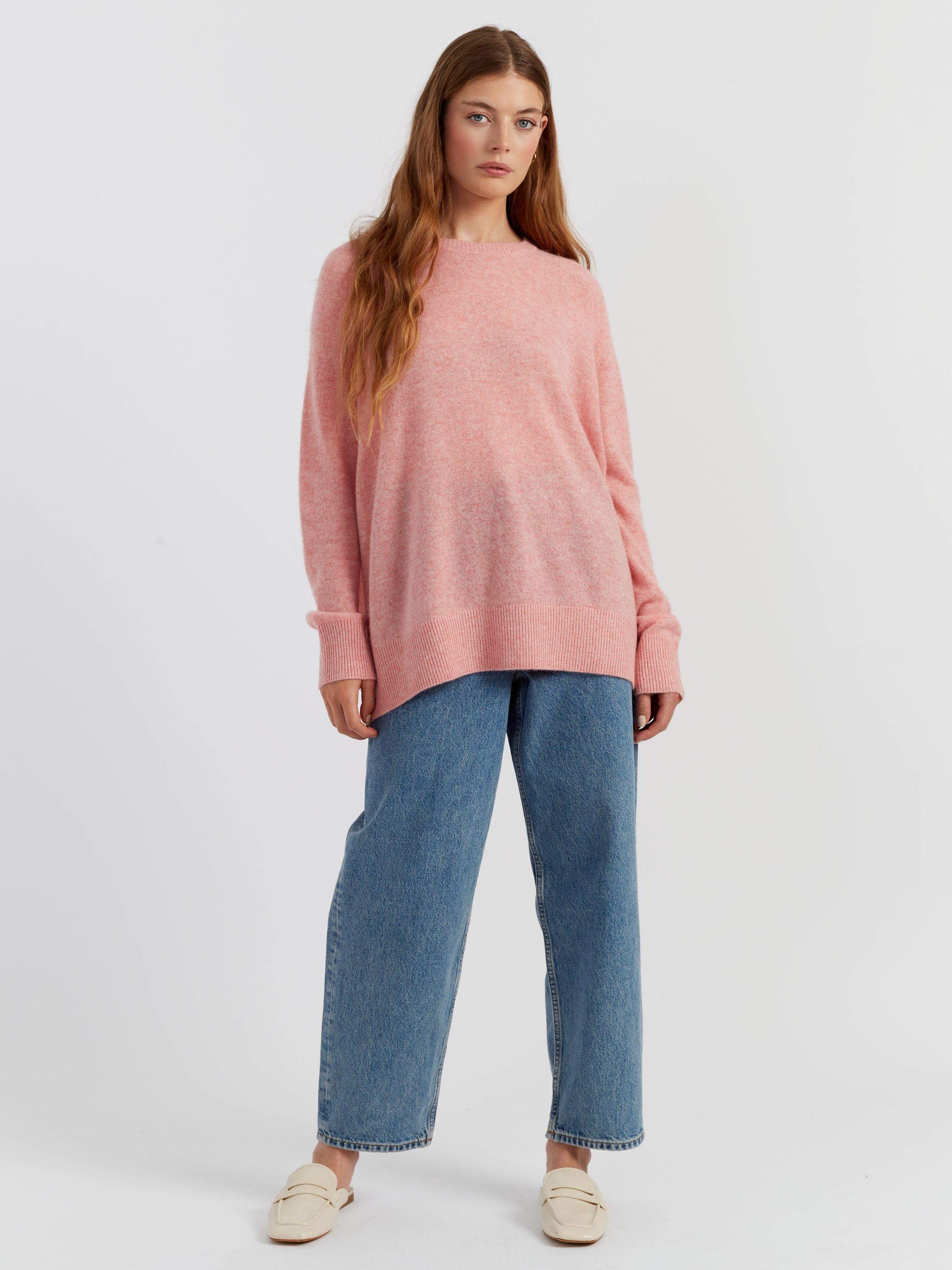 Product image 1 of 4, which shows Chinti & Parker Pure Cashmere Cloud Slouchy Jumper, Pink Marl, XS