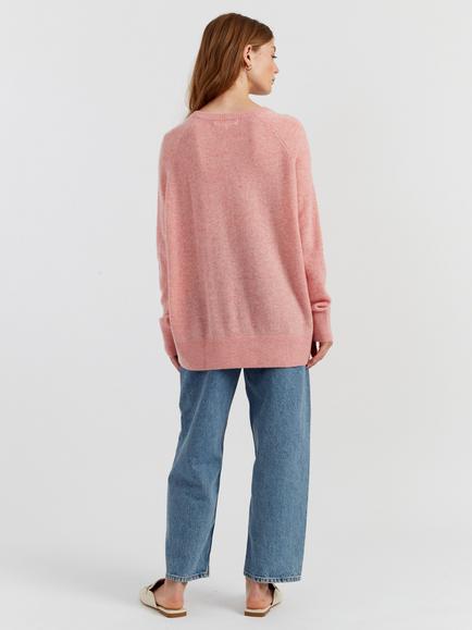 Chinti & Parker Pure Cashmere Cloud Slouchy Jumper - view 2, Pink Marl