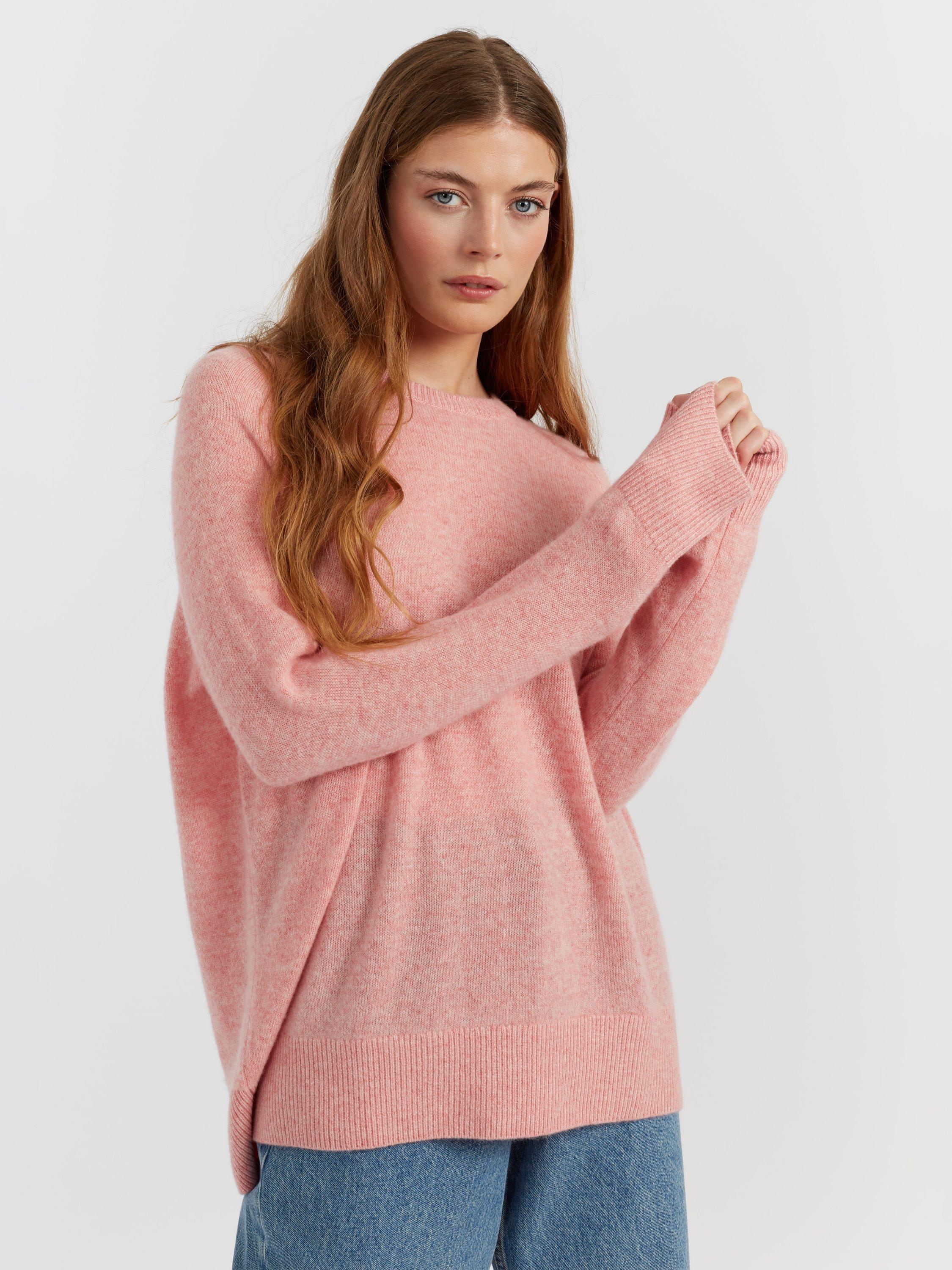 Product image 3 of 4, which shows Chinti & Parker Pure Cashmere Cloud Slouchy Jumper, Pink Marl, XS