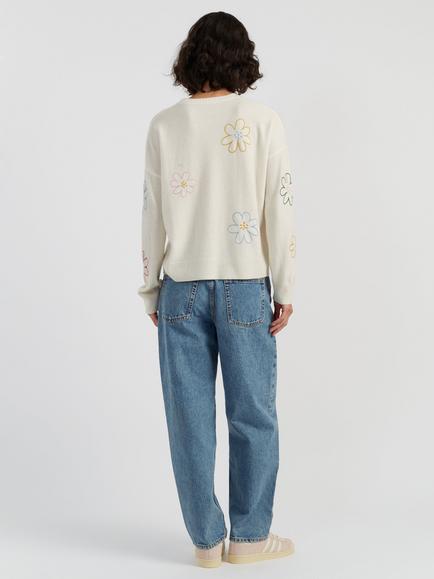 Chinti & Parker Garden Flowers Wool Rich Jumper, Cream - view 2, Cream