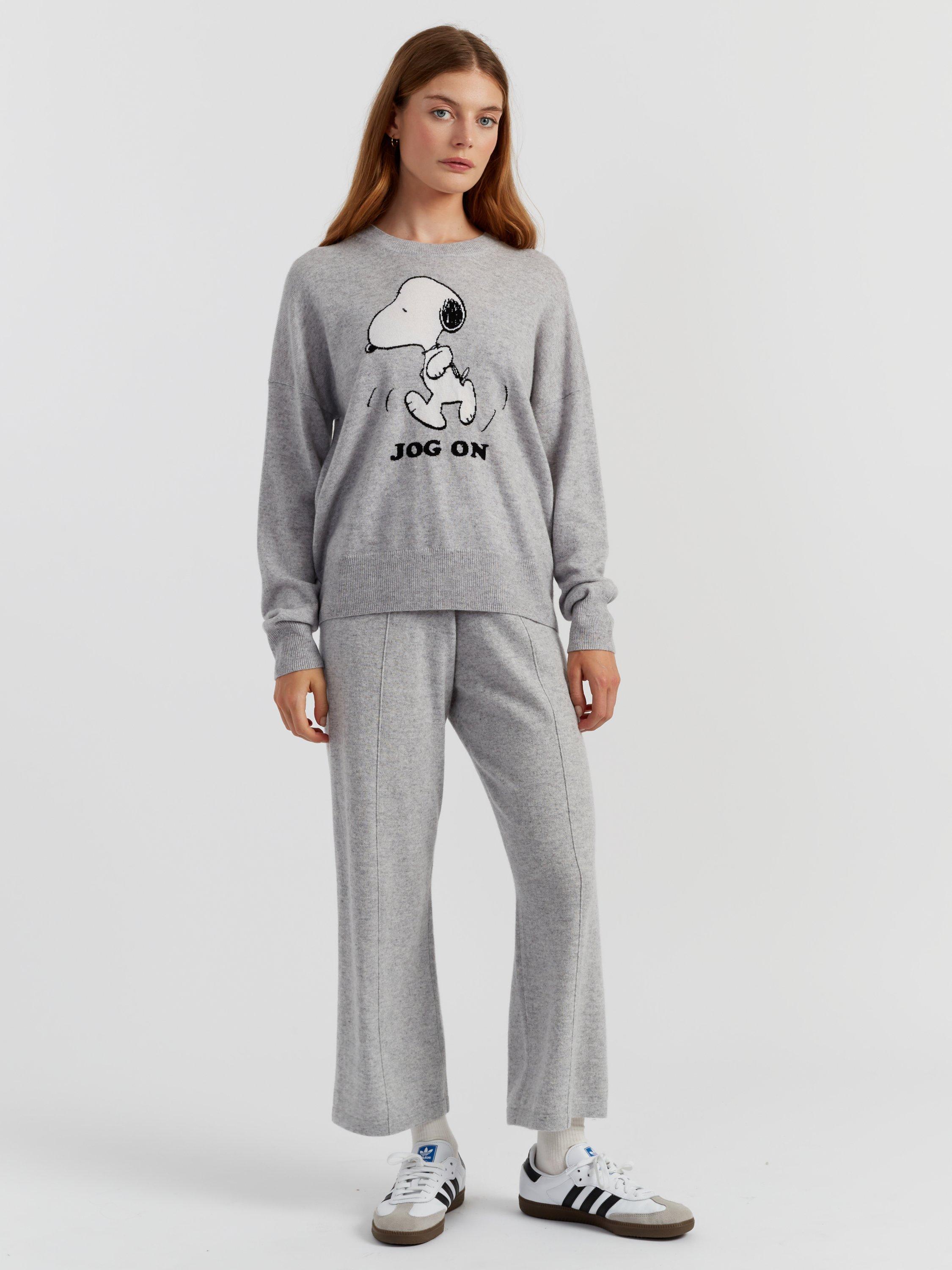 Product image 1 of 4, which shows Chinti & Parker Wool Rich Snoopy Jog On Sweatshirt, Light Grey, XS