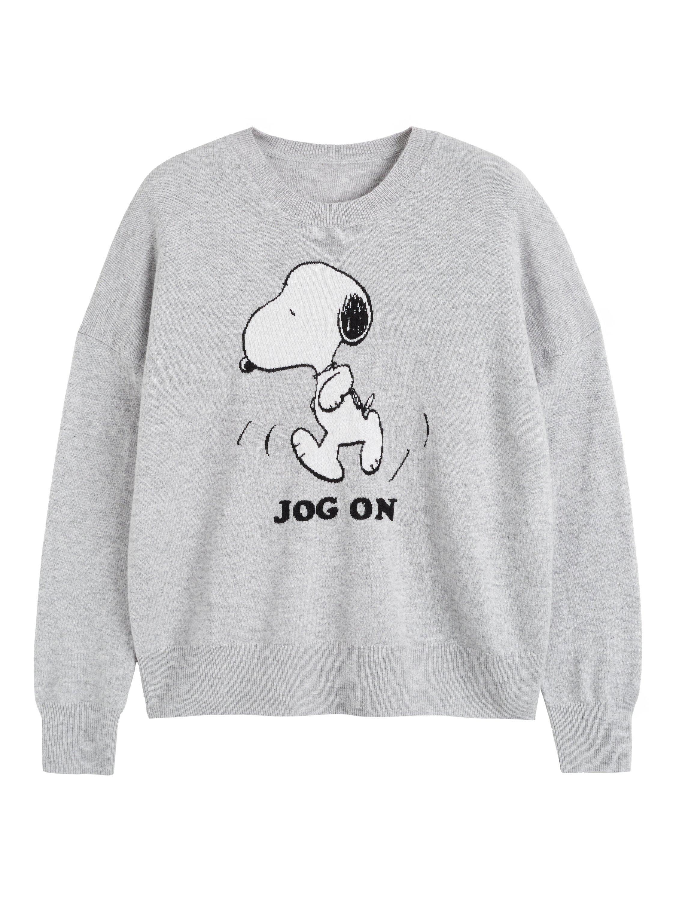 Product image 4 of 4, which shows Chinti & Parker Wool Rich Snoopy Jog On Sweatshirt, Light Grey, XS