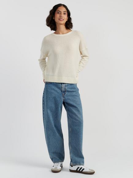 Chinti & Parker Crew Neck Relaxed Wool Rich Jumper, Cream, Cream
