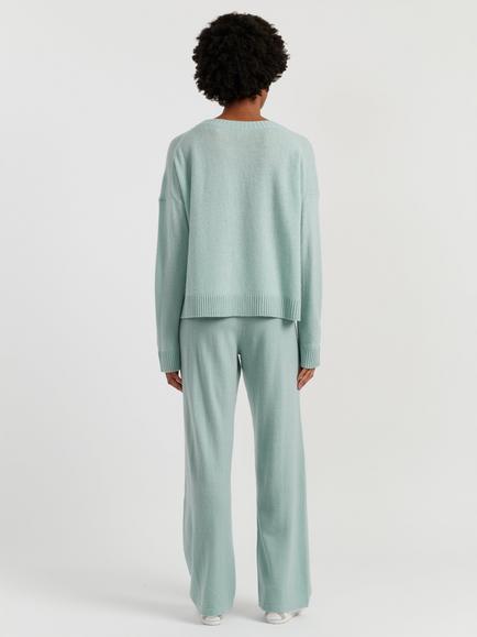Chinti & Parker Crew Neck Relaxed Wool Rich Jumper, Dusty Mint - view 2, Dusty Mint