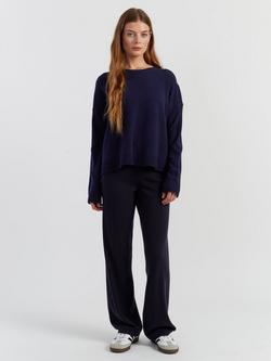 Chinti & Parker Crew Neck Relaxed Wool Rich Jumper, Navy, Navy