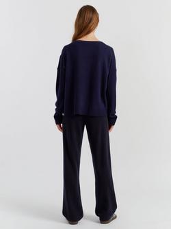 Chinti & Parker Crew Neck Relaxed Wool Rich Jumper, Navy - view 2, Navy