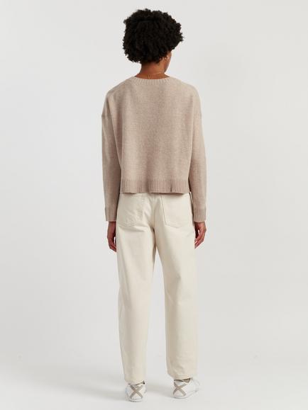 Chinti & Parker Crew Neck Relaxed Wool Rich Jumper, Soft Oat - view 2, Soft Oat
