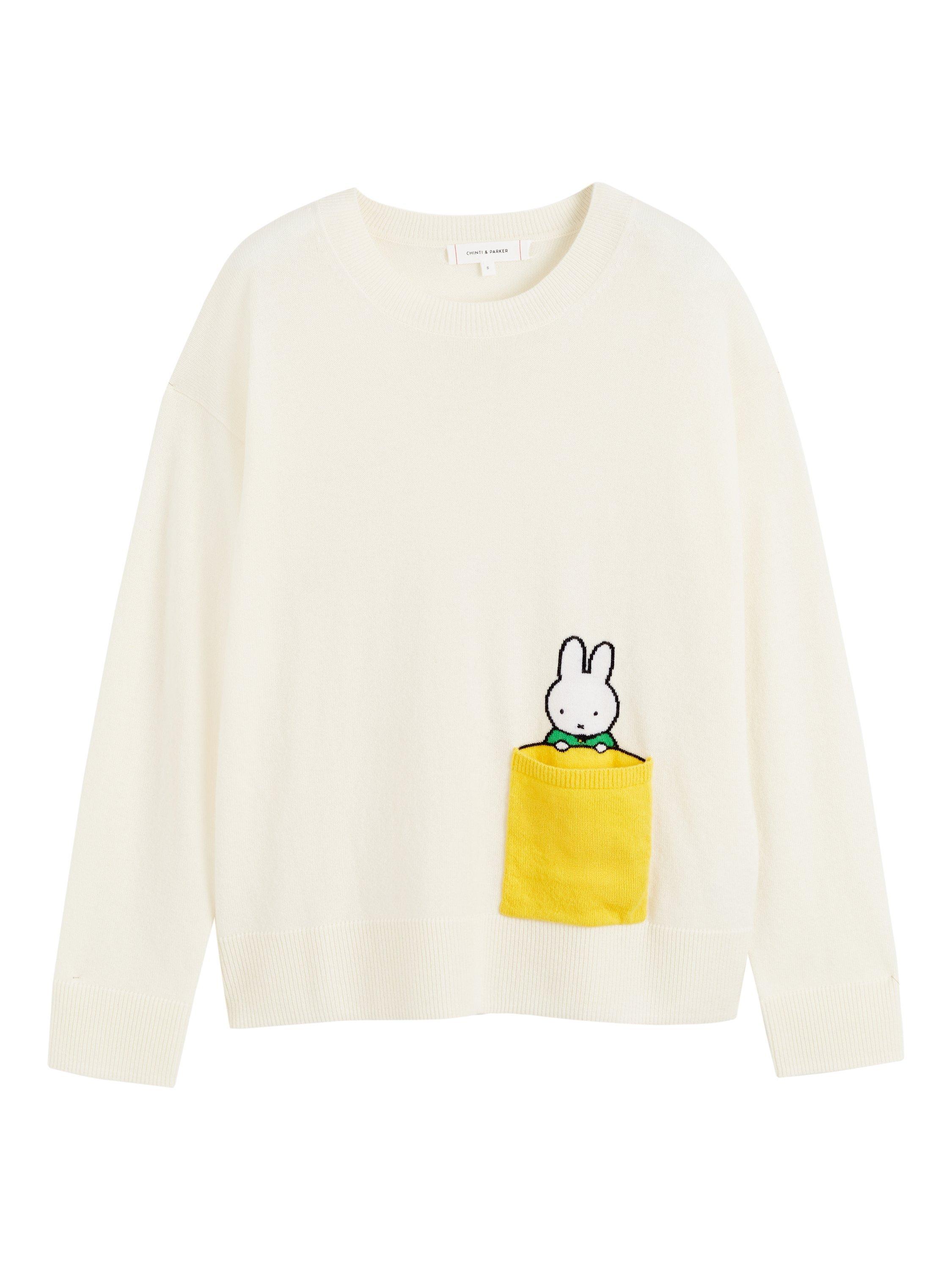 Product image 4 of 4, which shows Chinti & Parker Miffy Peak Wool Rich Jumper, Cream, XS