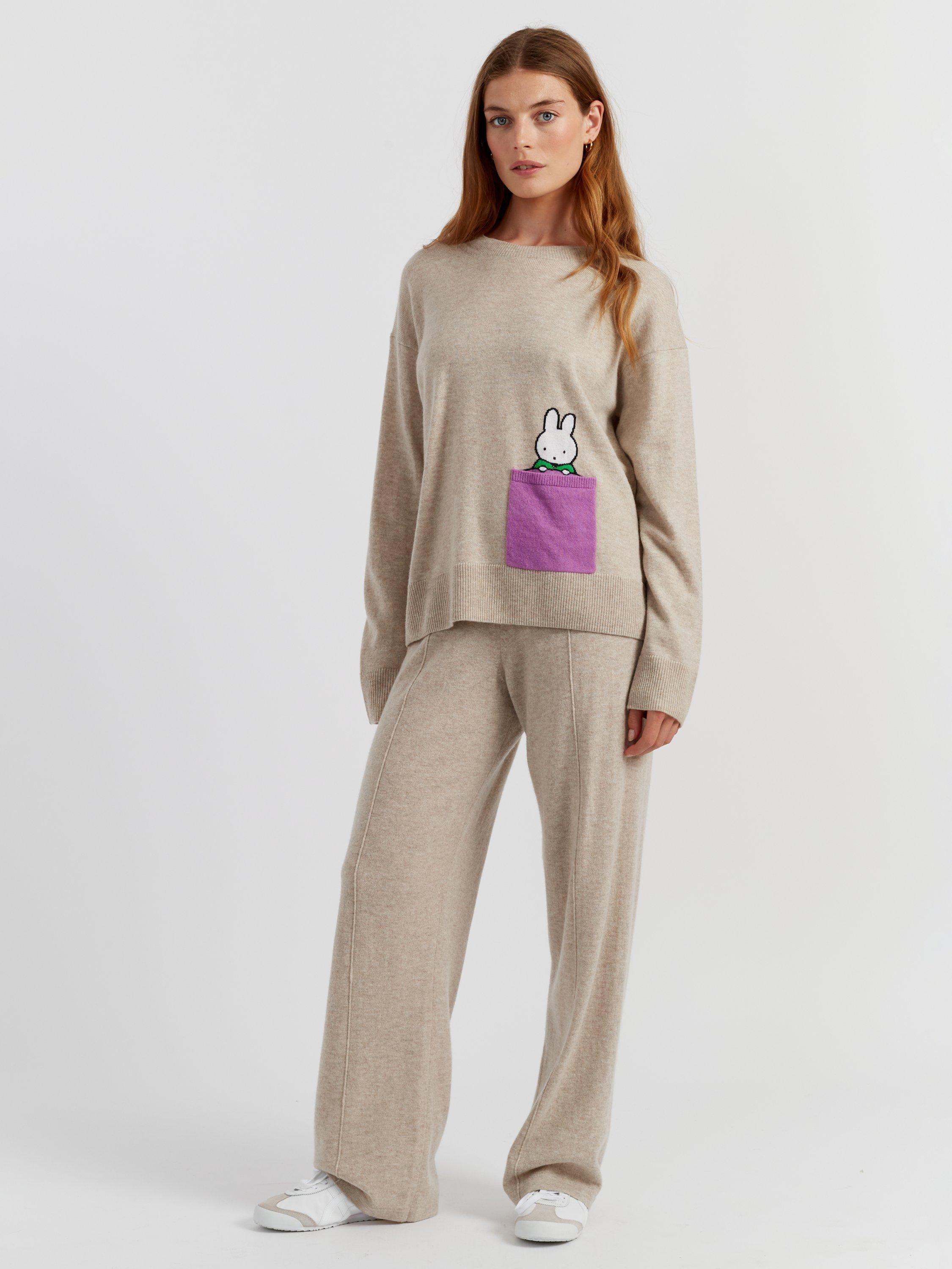Product image 1 of 4, which shows Chinti & Parker Miffy Peak Wool Rich Jumper, Soft Oat, XS