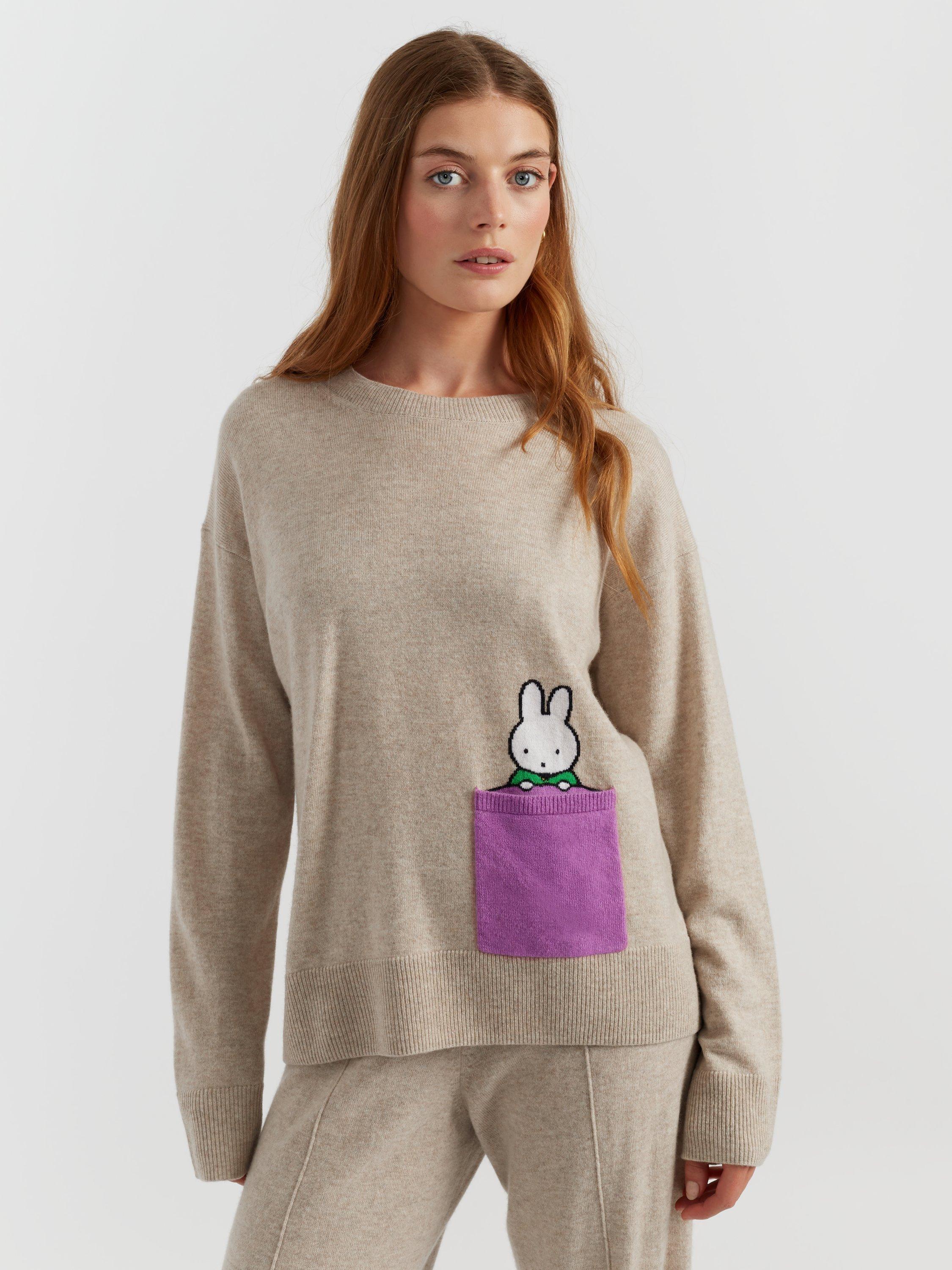 Product image 3 of 4, which shows Chinti & Parker Miffy Peak Wool Rich Jumper, Soft Oat, XS