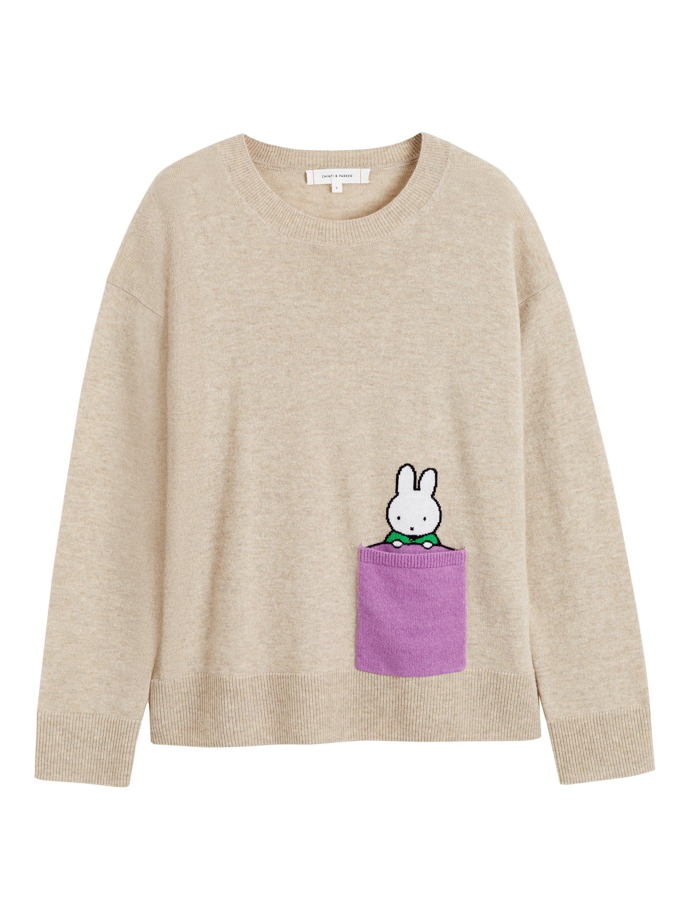 Product image 4 of 4, which shows Chinti & Parker Miffy Peak Wool Rich Jumper, Soft Oat, XS