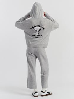 Chinti & Parker Wool Rich Snoopy Peanuts Hoodie, Light Grey - view 2, Light Grey