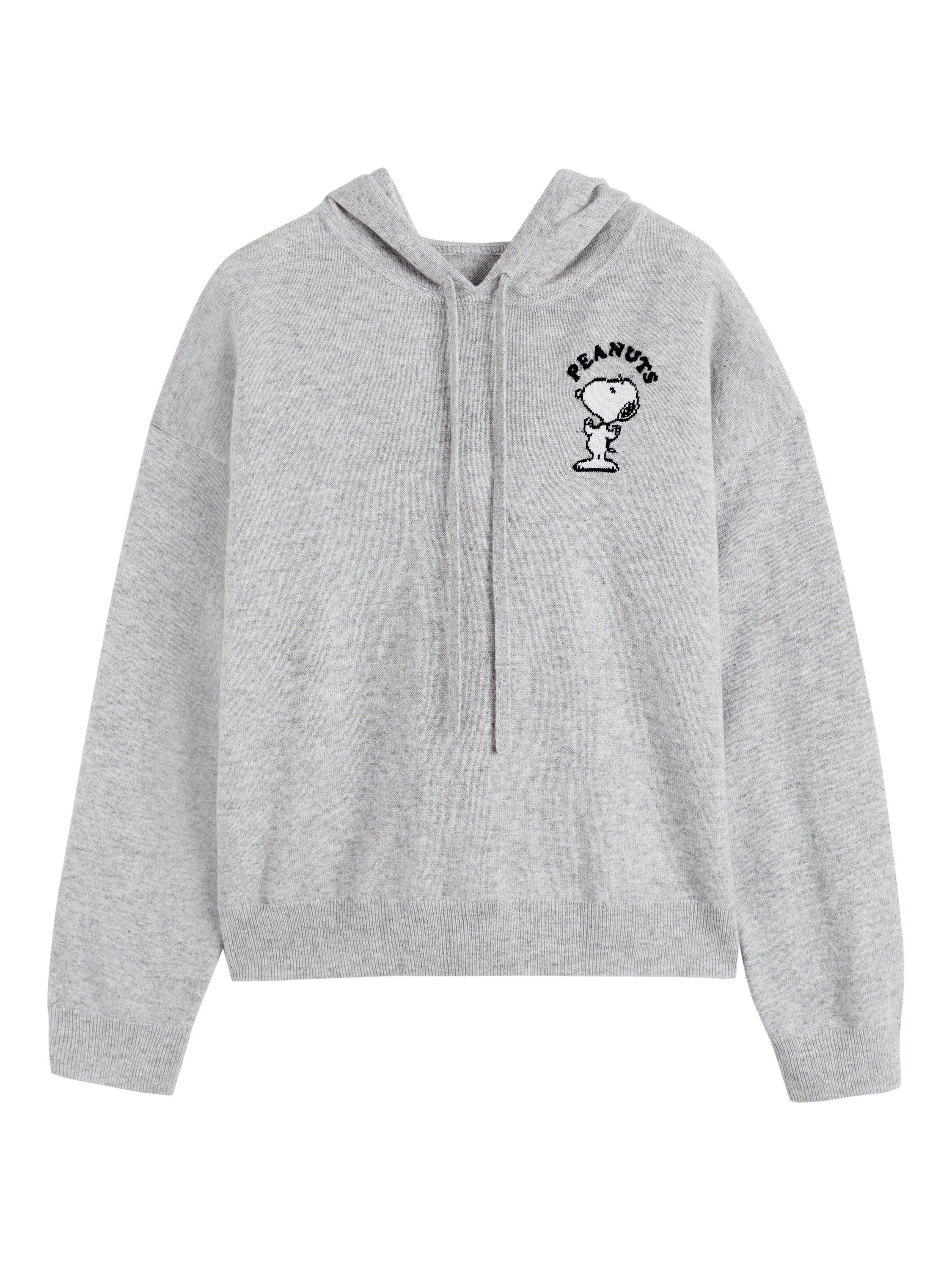 Product image 4 of 5, which shows Chinti & Parker Wool Rich Snoopy Peanuts Hoodie, Light Grey, XS
