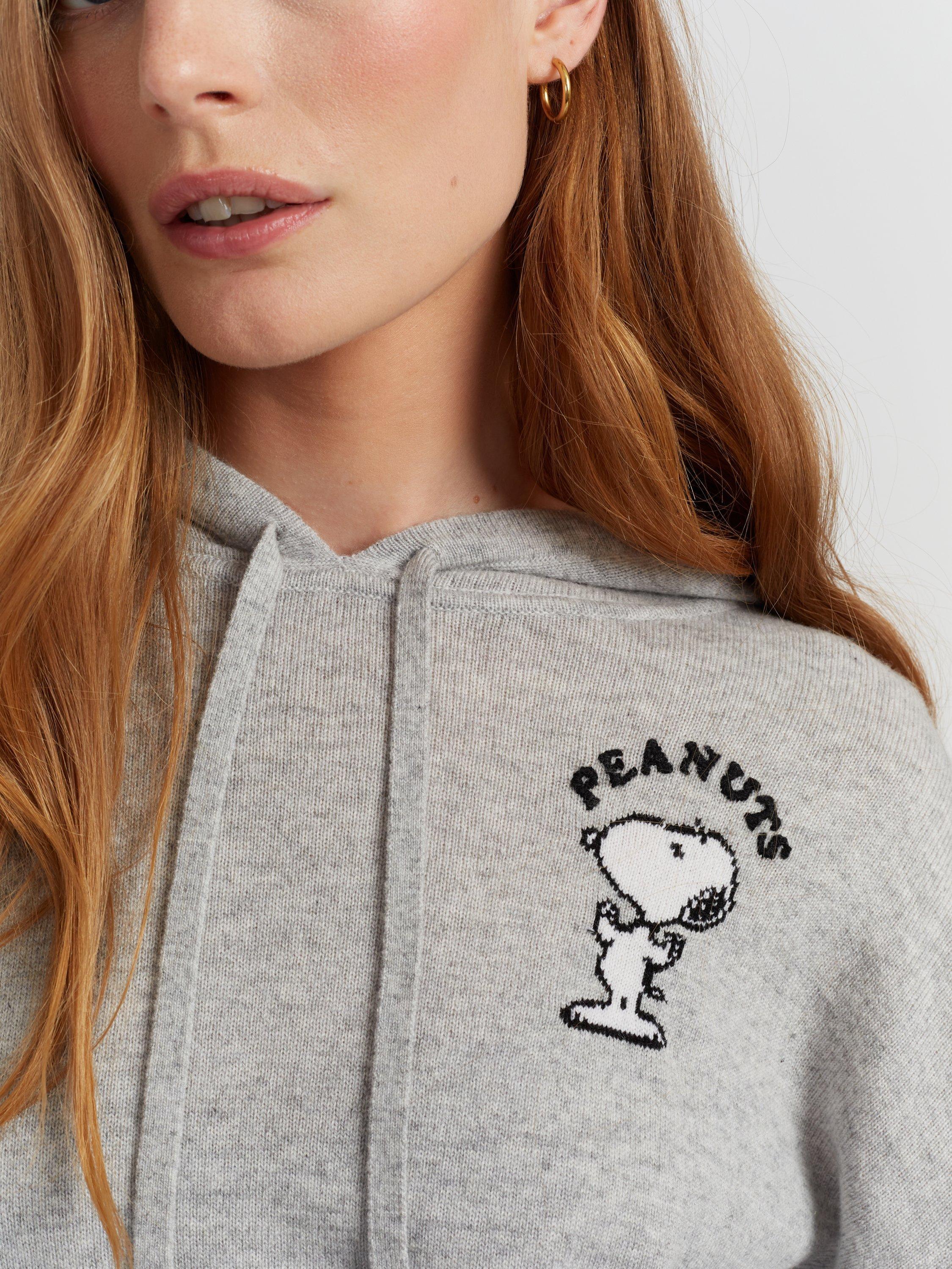 Product image 5 of 5, which shows Chinti & Parker Wool Rich Snoopy Peanuts Hoodie, Light Grey, XS