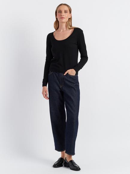 Chinti & Parker Scoop Neck Pure Wool Jumper, Black